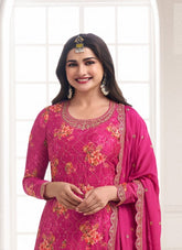 Charming Looking Partywear Pink Colour Salwar Suit